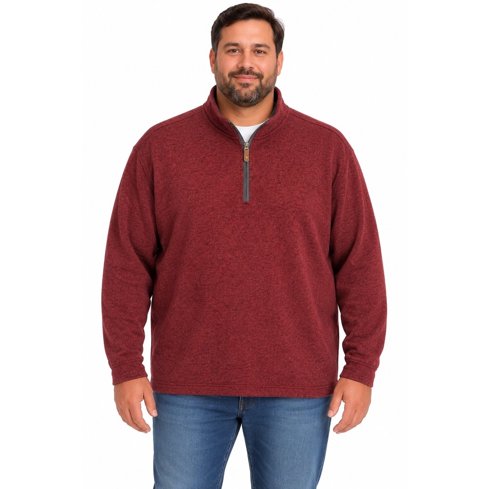 Haggar Men's 2XLT Big & Tall Burgundy Quarter Zip Sweater Fleece Pullover